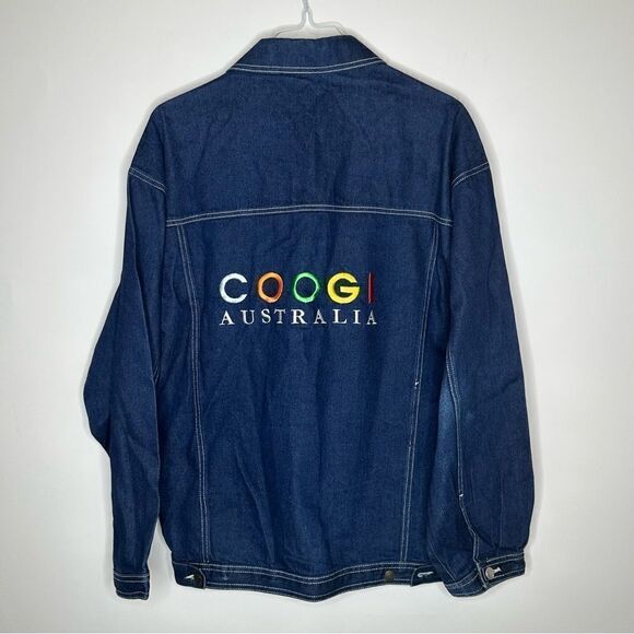Coogi Denim Blue Jean Jacket in Size XXL (38) with Graphic Color Logo on Back - Picture 4 of 8